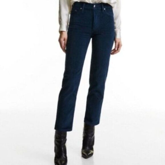 Aritzia Denim Forum The Arlo High Rise Straight Leg Blue Corduroy Pants - Picture 2 of 14